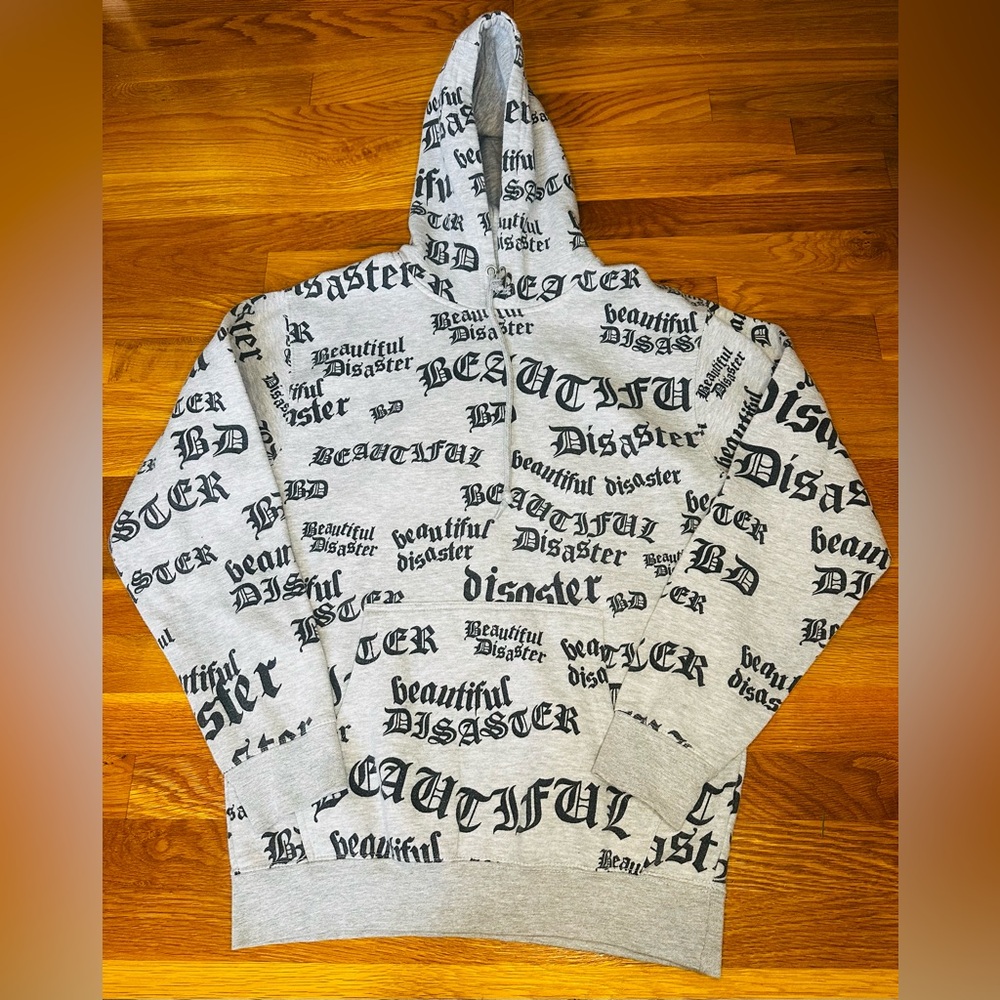 Beautiful Disaster All-Over Print Hoodie – Size Large
